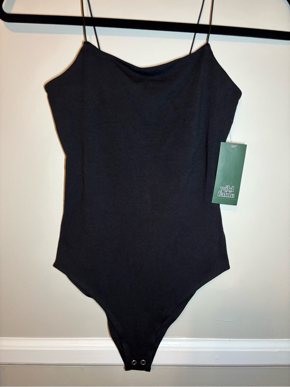Wild Fable Black Slim Strap Bodysuit XXS